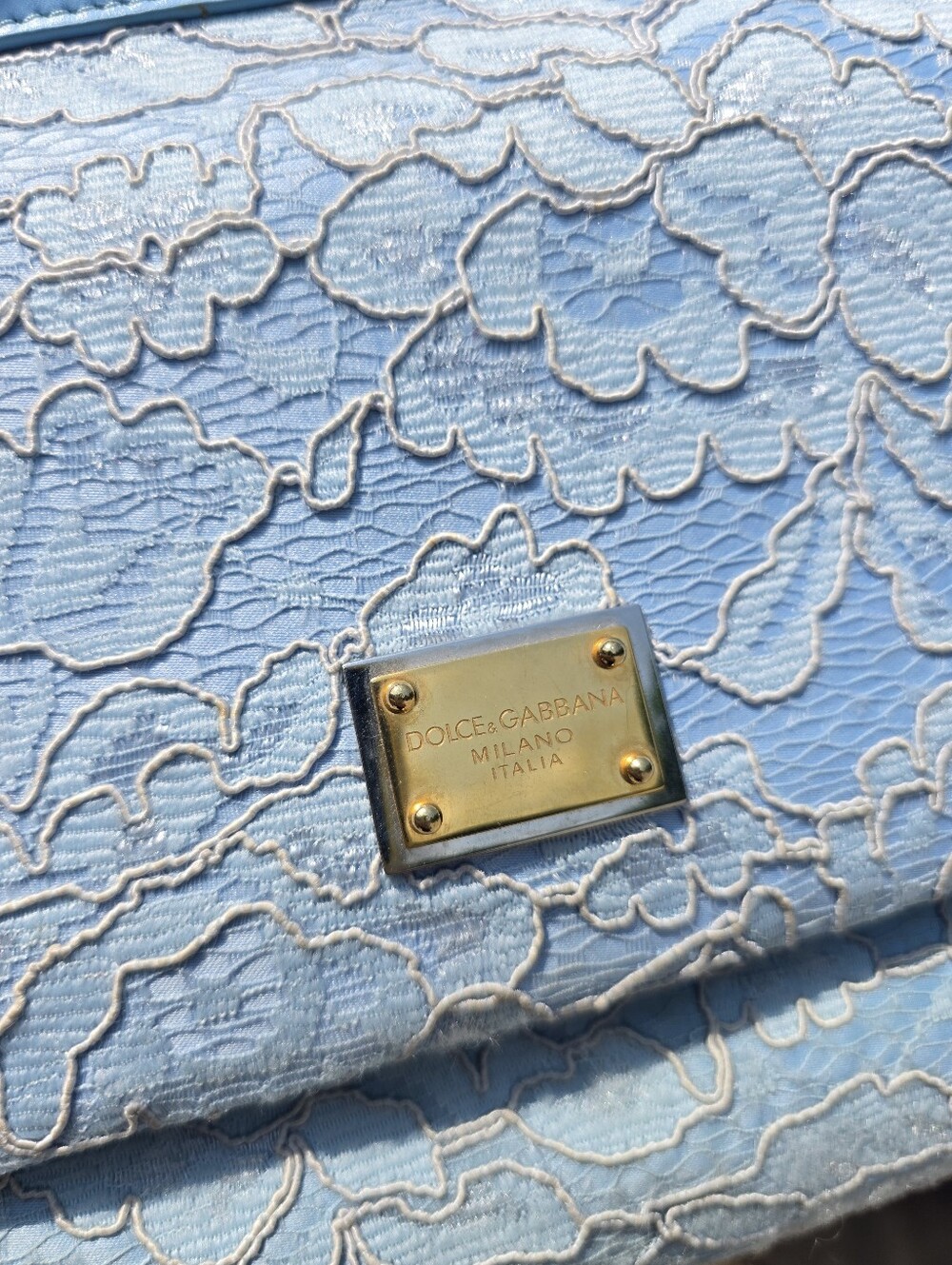 Authentic Dolce & Gabbana Miss Sicily Blue Lace Shoulder Bag – Made in Italy - Picture 5 of 13
